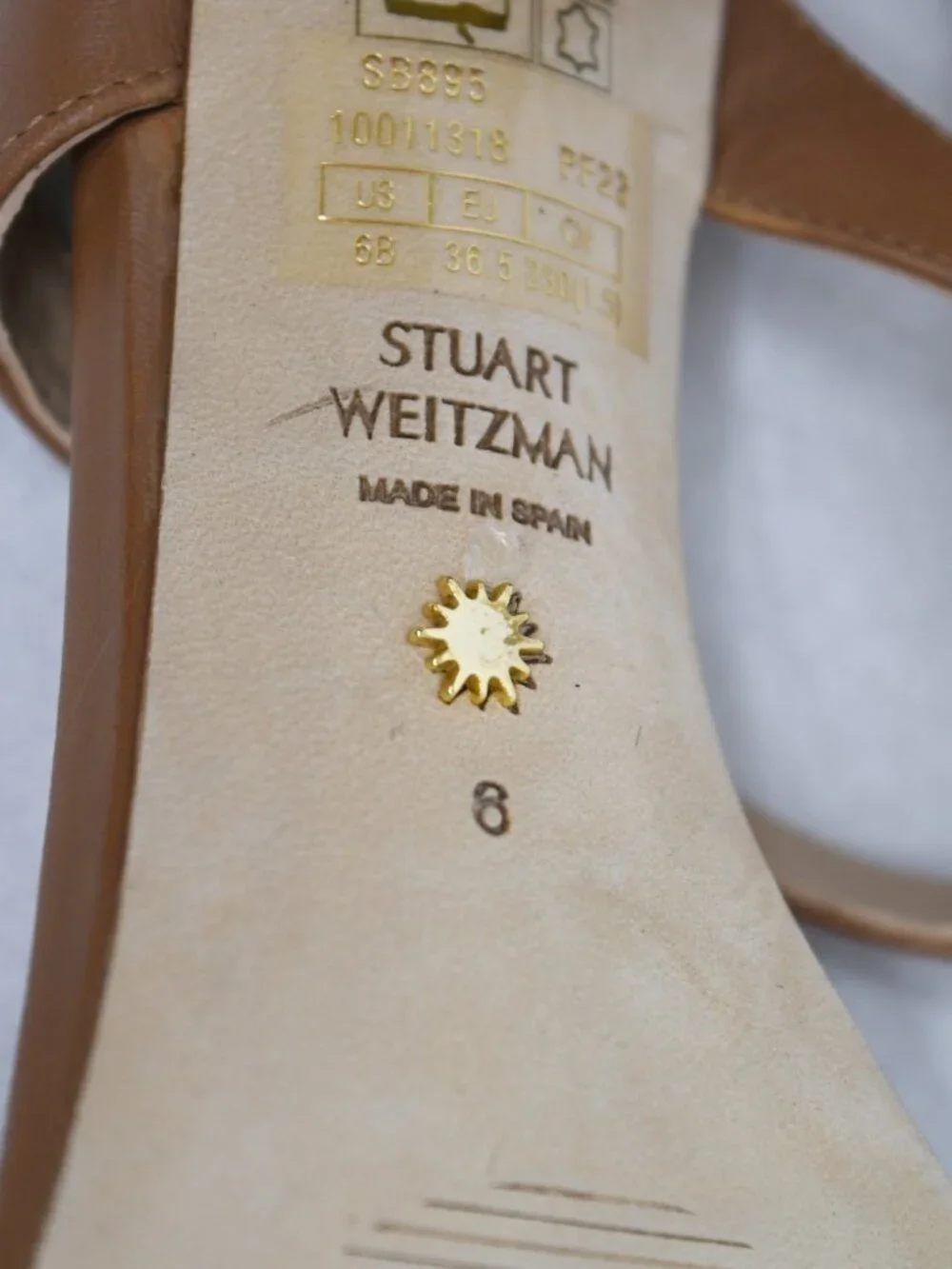 $450 Stuart Weitzman Aleena Wedge Slide LEATHER SLIP ON mule TAN 6 US (TF16)